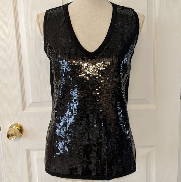 Cyrus Tops - Cyrus Black Sequined Tank Top